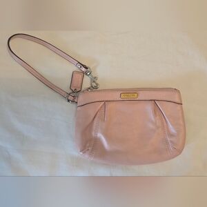 Coach Pink Pleated Leather Clutch